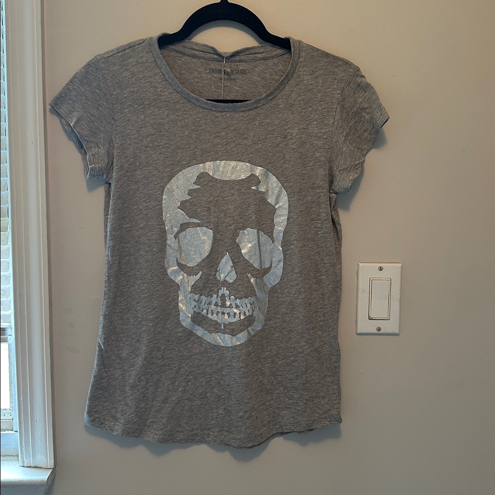Zadig & Voltaire Heather Gray Skull Tee